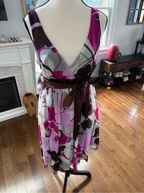 Trixxi Purple and Brown Dress with Magenta Accent Size 6